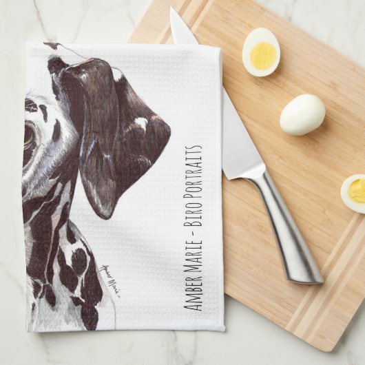 D is voor Dalmatian - Lever en Wit Theedoek (Quarter Fold)