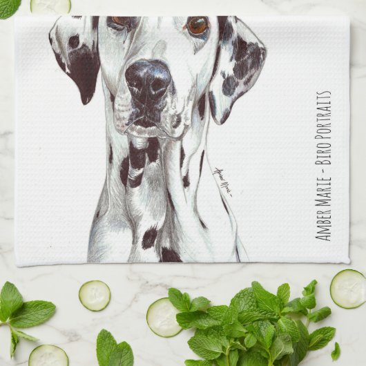 D is voor Dalmatian - zwart en wit Theedoek (Gevouwen)