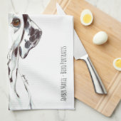 D is voor Dalmatian - zwart en wit Theedoek (Quarter Fold)