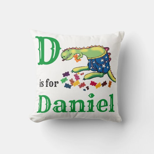 D is voor Daniel babyjongen Kussen (Voorkant)