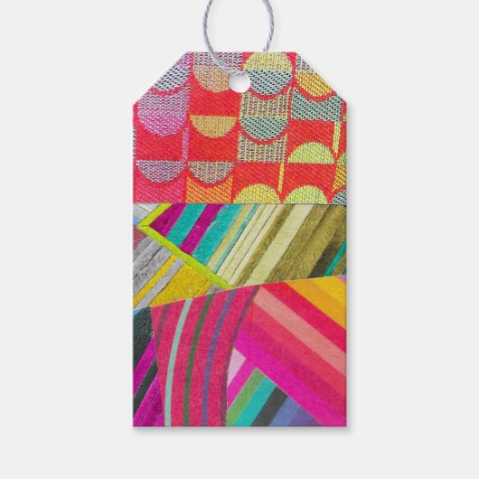 D is voor diagonalen en curven collage cadeaulabel (Voorkant)