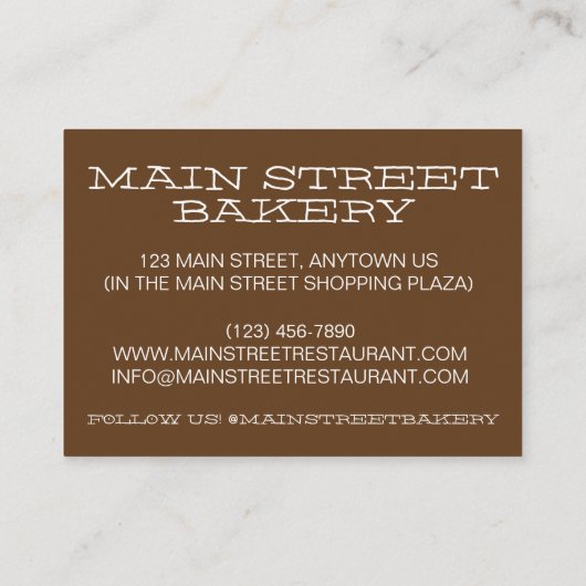 D IS VOOR DINNER ROLLS Bread Buns Baker Chef Visitekaartje (Achterkant)