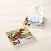 D is voor Dinosaur Glazen Onderzetter (Schuin)