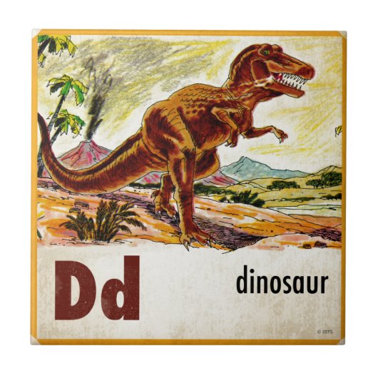 D is voor Dinosaur Tegeltje (Voorkant)