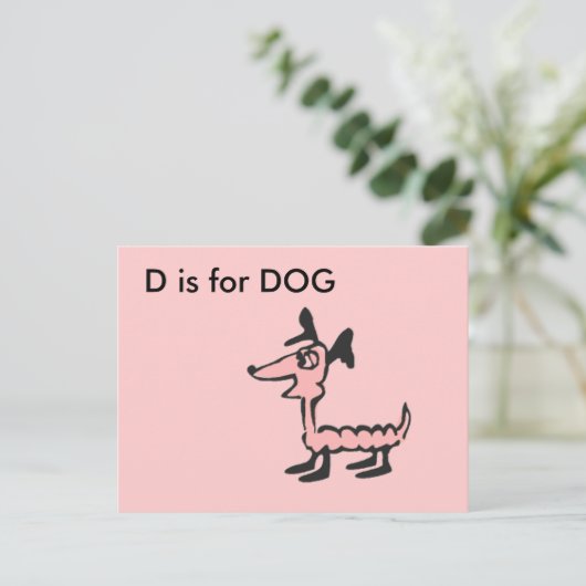"D" is voor Dog Alphabet Flashcard Briefkaart (Staand voorkant)