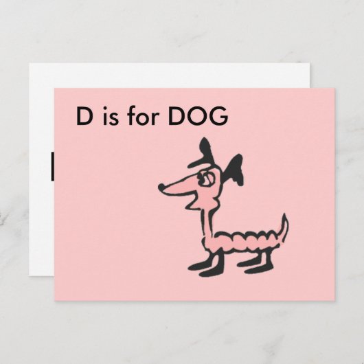 "D" is voor Dog Alphabet Flashcard Briefkaart (Voorkant / Achterkant)