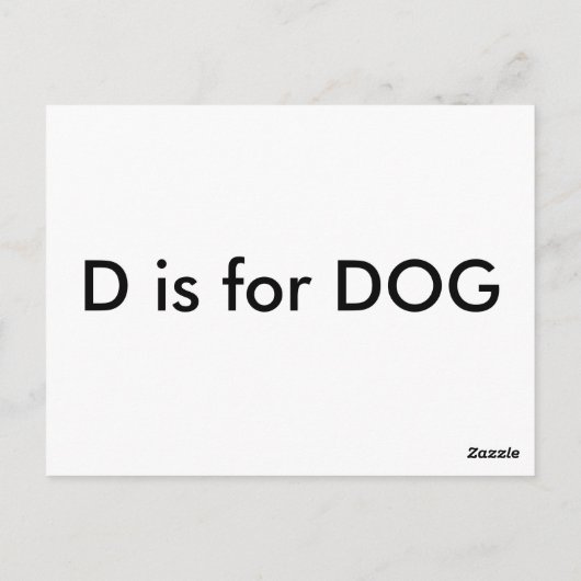 "D" is voor Dog Alphabet Flashcard Briefkaart (Achterkant)
