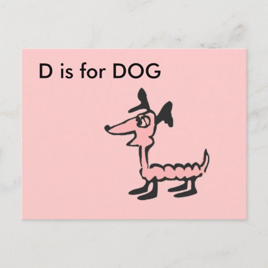 "D" is voor Dog Alphabet Flashcard Briefkaart (Voorkant)