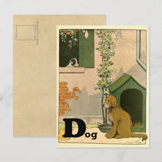 D is voor Dog Golden Retriever en Terrier Alphabet Briefkaart (Voorkant / Achterkant)