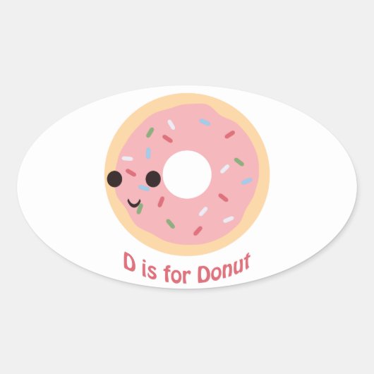 D is voor Donut Ovale Sticker (Voorkant)