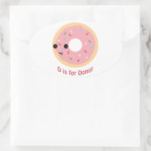 D is voor Donut Ovale Sticker (Tas)
