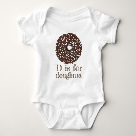 D is voor Doughnut Coconut Chocolate Donut Alphabe Romper (Voorkant)