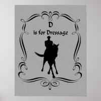 D is voor dressuurpaard en ruiter silhouet