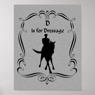D is voor dressuurpaard en ruiter silhouet poster