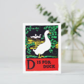 D is voor Duck ABC 1923  Alphabet Briefkaart (Staand voorkant)