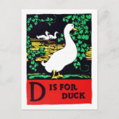 D is voor Duck ABC 1923  Alphabet Briefkaart (Voorkant)