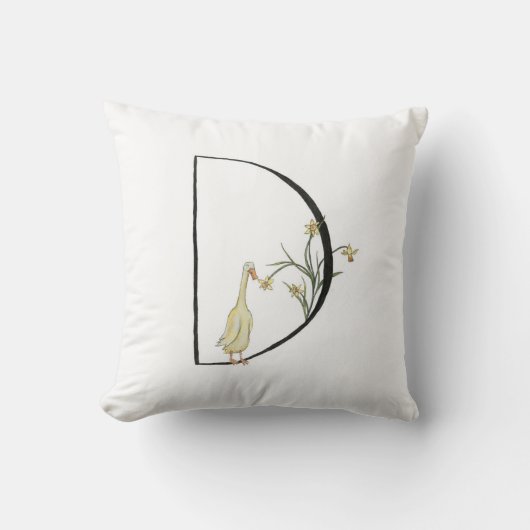 D is voor Duck en Daffodil Kussen (Voorkant)