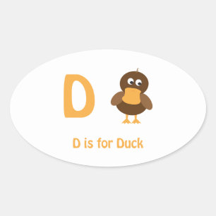 D is voor Duck Ovale Sticker