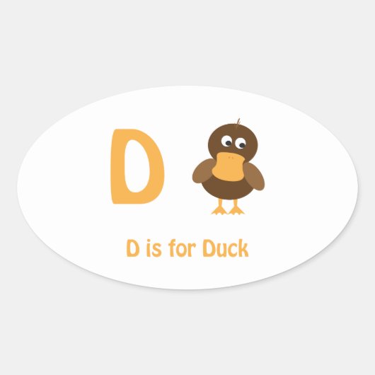 D is voor Duck Ovale Sticker (Voorkant)