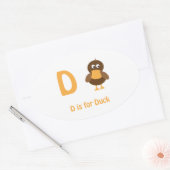 D is voor Duck Ovale Sticker (Envelop)