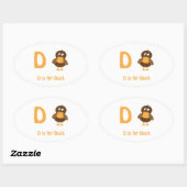 D is voor Duck Ovale Sticker (Vel)