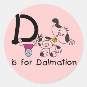 D is voor T-shirts Dalmation en Giften Ronde Sticker
