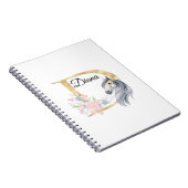 D letter gepersonaliseerde naam monogram met paard notitieboek (Rechterzijde)