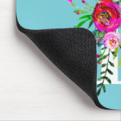 D Letter Initiaal Monogram Bloem Motief Eigen Kleu Muismat (Hoek)