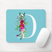 D Letter Initiaal Monogram Bloem Motief Eigen Kleu Muismat (Met muis)