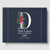 D Letter Initiaal Monogram Floral Name Wedding Gastenboek (Voorkant)