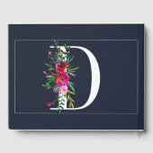 D Letter Initiële Monogram Bloem Naam Bruiloft Gastenboek (Achterkant)
