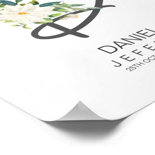 D Letter Monogram Roze Bloemendecor Poster (Hoek)