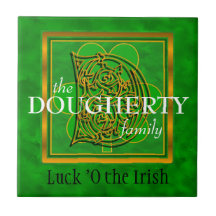 D "Luck of the Irish" Family Custom Monogram Tegel