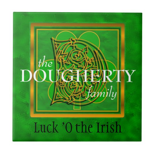 D "Luck of the Irish" Family Custom Monogram Tegel Tegeltje (Voorkant)