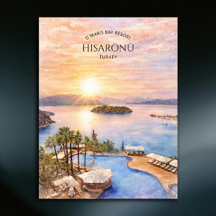D Maris Bay Turkije Aquarel Strand Bestemming Feestdagenkaart
