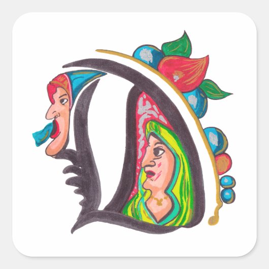 D - MINIATURE VIERKANTE STICKER (Voorkant)