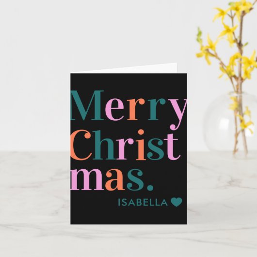 D Modern Colorful Merry Christmas  Kaart (Gele Bloem)