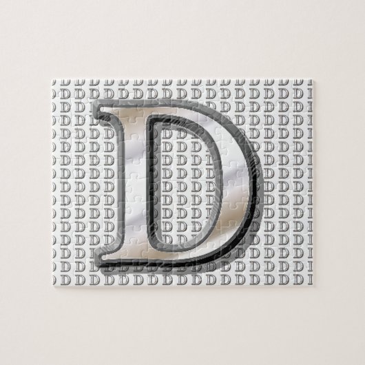 D- Modern metallisch monogram Legpuzzel (Horizontaal)