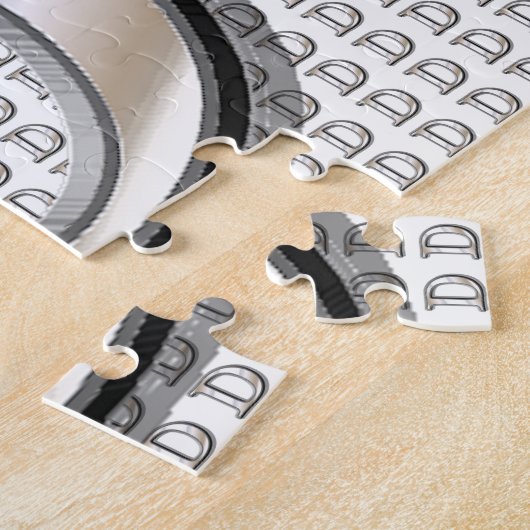 D- Modern metallisch monogram Legpuzzel (Zijkant)
