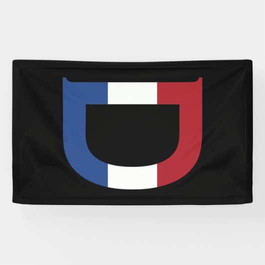 D Monogram bedekt op NLD-vlag op bk-bucket Spandoek (Horizontaal)