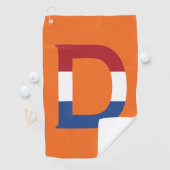 D Monogram bedekt op NLD Vlag op of gtcnt Golfhanddoek (Insitu)