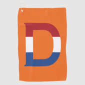 D Monogram bedekt op NLD Vlag op of gtcnt Golfhanddoek (Voorkant)