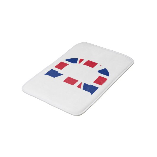 D Monogram bedekt op Union Jack Flag bmcnt Badmat (Gekanteld)