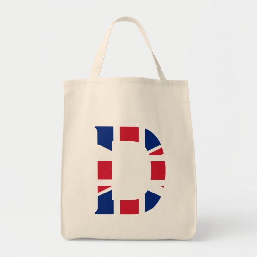 D Monogram bedekt op Union Jack Flag gtcnt Tote Bag (Voorkant)