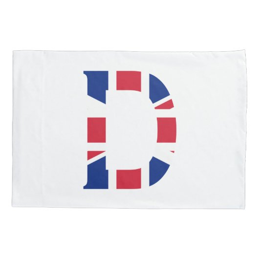 D Monogram bedekt op Union Jack Flag pcnt Kussensloop (Achterkant)