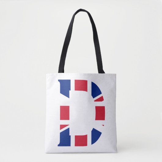 D Monogram bedekt op Union Jack Flag stint Tote Bag (Voorkant)