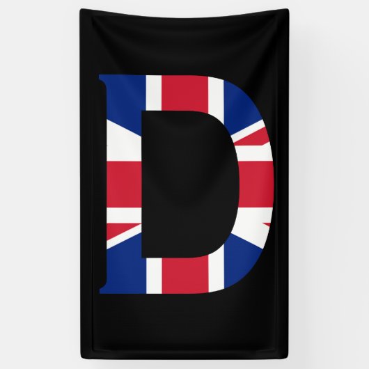 D Monogram bedekt op Union Jack Flag (v) brcnt Spandoek (Verticaal)