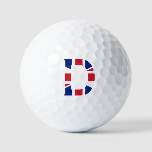 D Monogram bedekt op Union Jack Flag van gbcnt Golfballen (Voorkant)