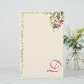 D Monogram Bloemenboeket Briefpapier (Staand voorkant)