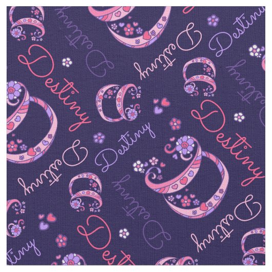 D monogram en gepersonaliseerde naam Destiny stof (Close Up)